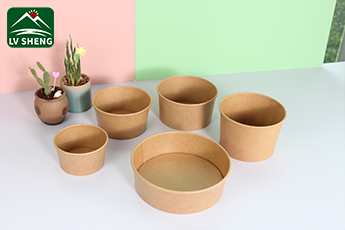 Eco-friendly biodegradable food grade bamboo paper bowl with lid printing salad bowl
