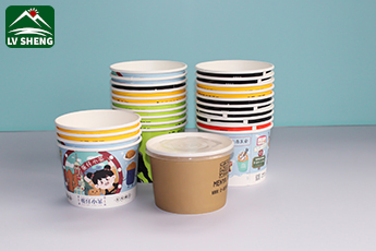 25OZ 755ml disposable instant noodle paper bowl take away kraft paper salad bowl with lid